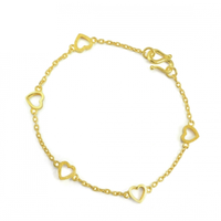 Chow Sang Sang 周生生 14677B 闪沙心形足金手链 17cm 4.65g