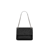 SAINT LAURENT 圣罗兰 NIKI系列 女士中号折叠复古皮革手提包 6331580EN041000 黑色 中