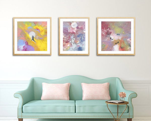 buybuyart买买艺术王唐糖梦境艺术版画抽象梦幻装饰画50x50cm原木框