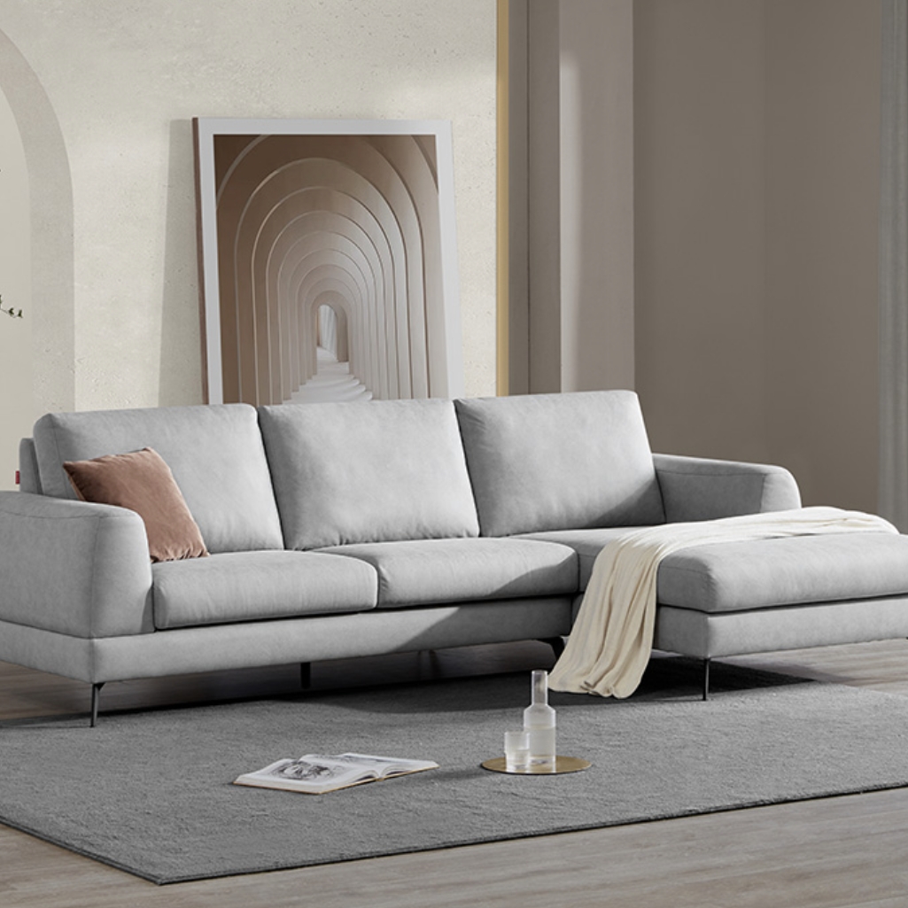 kuka 顾家家居 dk.2093 意式轻奢科技布沙发 罗马灰3右 躺左