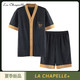 La Chapelle+男睡衣夏季短袖短裤日式休闲棉质薄款男士家居服套装