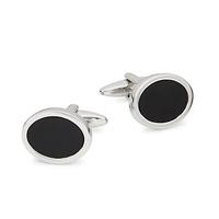 Silvertone & Onyx Cufflinks