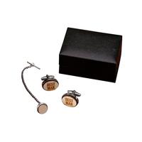 Best Man Wood Cufflinks and Tie Tack Set