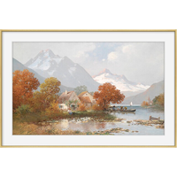 橙舍 阿道夫・考夫曼 写实风景油画《夏天的湖》装裱86x126cm 油画布 鎏金