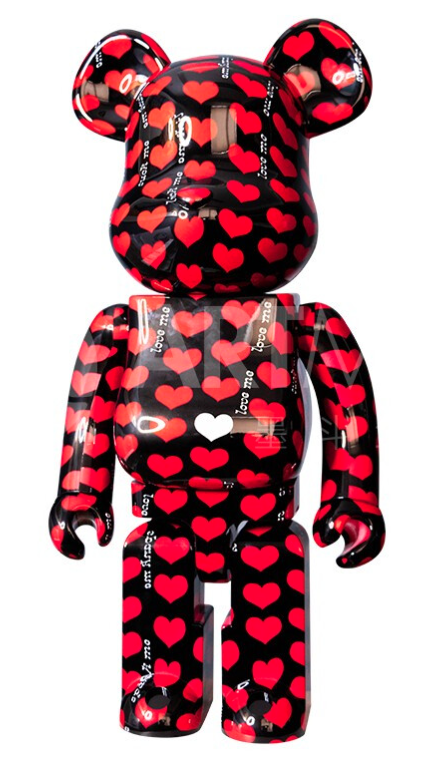 ARTMORN 墨斗鱼艺术 bearbrick*black heart款1000% PVC材质 积木熊摆件 34x25x70cm