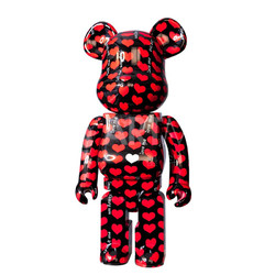 墨斗鱼艺术 bearbrick black heart款1000% PVC材质 积木熊摆件 34x25x70cm