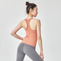 时尚简约工字瑜伽服女款运动背心拼网轻薄透气含胸垫