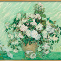 弘舍 梵高 植物花卉油画《玫瑰》成品尺寸72x58cm 油画布 闪耀金
