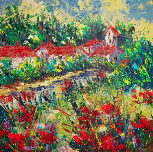 mo弗雷德里克99佩耶抽象风景油画普罗旺斯河76x76cm丙烯画原作无框