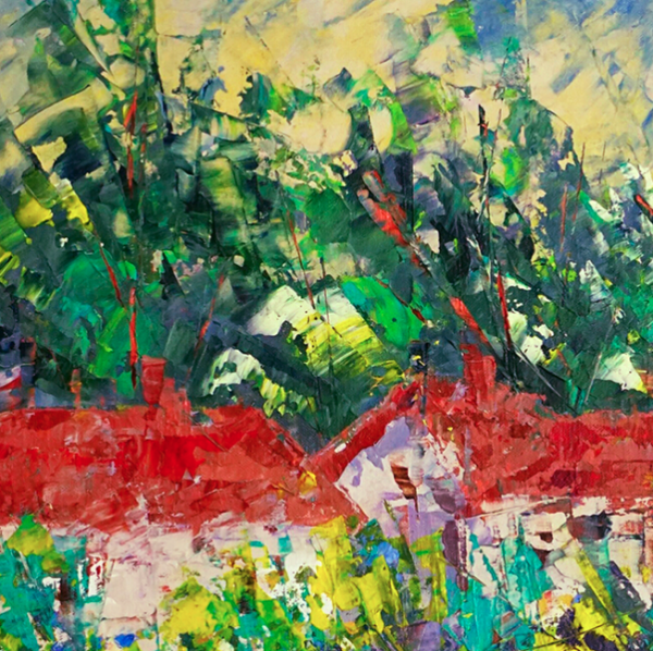 mo弗雷德里克99佩耶抽象风景油画普罗旺斯河76x76cm丙烯画原作无框