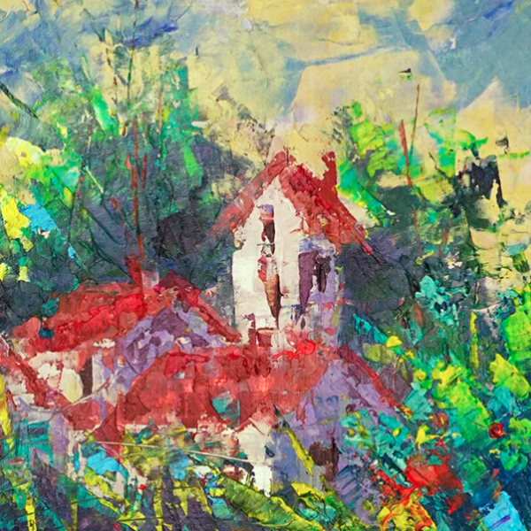 mo弗雷德里克99佩耶抽象风景油画普罗旺斯河76x76cm丙烯画原作无框