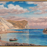 弘舍 约翰·布雷特 风景油画《多塞特海岸》成品尺寸78x40cm 油画布 闪耀金
