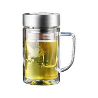 富光 健牌系列 WFB1004-320B 双层玻璃杯 320ml 银色