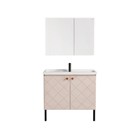 HEGII 恒洁 简怡系列 506017N-090 铝合金浴室柜组合 巧克力色+粉色 90cm