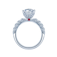 ZOCAI 佐卡伊 女神的嫁衣系列 W06739 女士时尚18K白金红宝石钻石戒指