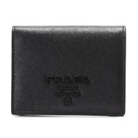 PRADA 普拉达 Saffiano系列 女士皮革钱夹 1MV204-2EBW-F0002 黑色 小号