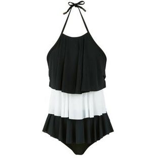 Frilly One-piece Swimsuit Solid