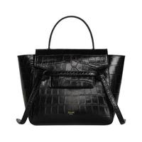 CELINE 思琳 Belt系列 NANO 女士鳄鱼纹压花牛皮革手袋 189003BTE 38NO 黑色