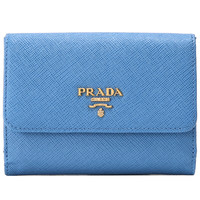 PRADA 普拉达 女士牛皮短款钱包 1MH523-QWA-F0P9S 淡蓝色