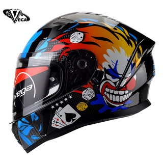VEGA SA-39 蓝顶赌魔XL码 3C美国双镜片摩托车头盔 个性酷跑机车头盔