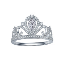 ZOCAI 佐卡伊 一生的公主系列 W06599 女士皇冠18K白金钻石戒指 30分 SI F-G