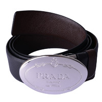 PRADA 普拉达 男士牛皮板扣腰带 2C5949-053-F0B2A 黑色/咖啡色 100