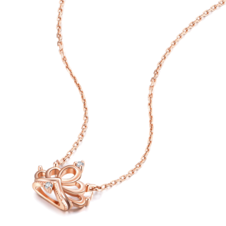 zocai 佐卡伊 d80186t 皇冠18k玫瑰金钻石项链 45cm 1分