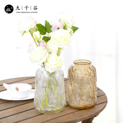 玻璃花瓶 九千谷树叶浮雕玻璃花瓶透明多少钱 什么值得买