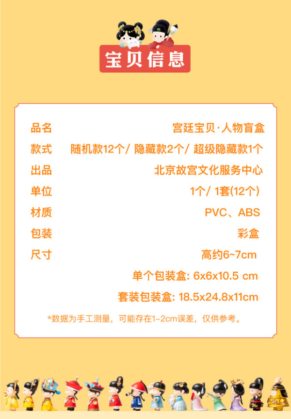 宫廷宝贝故宫人物盲盒6x6x105cmpvcabs彩盒包装