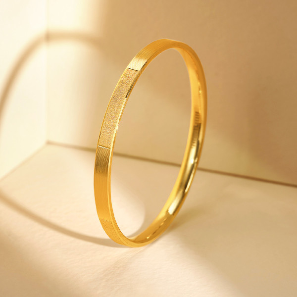 【超值】黄金手镯女足金999.9时尚拉丝素圈手镯金镯子 19.