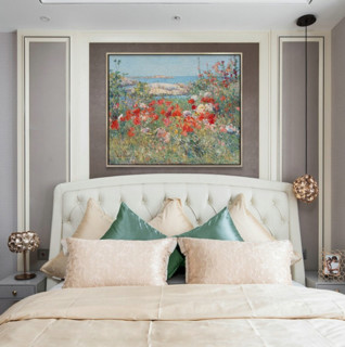弘舍 施尔德·哈森 北欧风景油画《海边花开》成品尺寸宽72x60cm 油画布 闪耀金