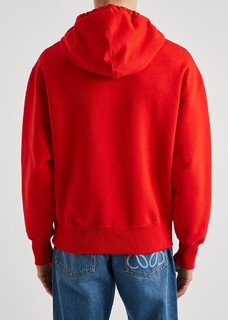 Red hooded cotton sweatshirt