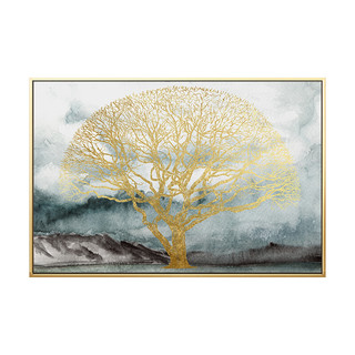 Meiyudu 美誉度 金色发财树 60×90cm 简约现代挂画 客厅沙发背景墙壁画 简欧北欧风格墙画