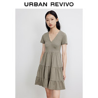 URBAN REVIVO 女子V领收腰连衣裙 YL22R7EE2002