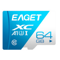 PLUS会员：EAGET 忆捷 T1 蓝白卡 Micro-SD存储卡 64GB（UHS-I、V30、U3、A1）