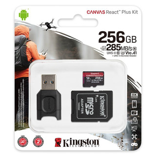 Kingston 金士顿 SDCR2 Micro-SD存储卡 256GB（UHS-II、V90、U3、A1）+MLPM 读卡器