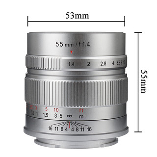 7artisans 七工匠 55mm F1.4 标准定焦镜头 富士FX卡口 49mm 银色