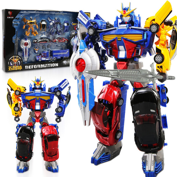 儿童变形玩具金刚合体机器人冰封名将合金赛车机甲豪华大套装 五合体