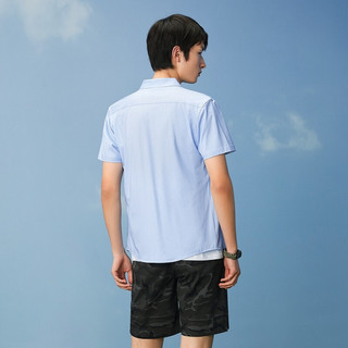 HLA 海澜之家 男士短袖衬衫 HNDCD2D001A 浅蓝条纹 48
