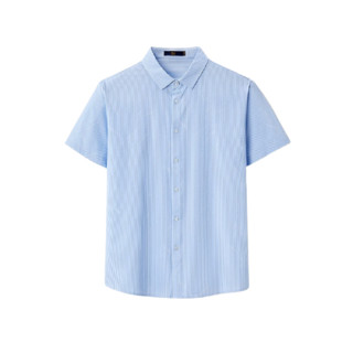 HLA 海澜之家 男士短袖衬衫 HNDCD2D001A 浅蓝条纹 48