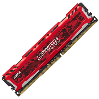 Crucial 英睿达 铂胜运动LT系列 Ballistix DDR4 2400MHz 台式机内存 马甲条 迷彩红 16GB BLS16G4D240FSE