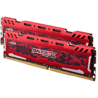 Crucial 英睿达 铂胜运动LT系列 Ballistix DDR4 2400MHz 台式机内存 马甲条 迷彩红 16GB 8GB*2 BLS2K8G4D240FSC