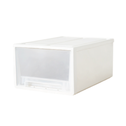 京东京造 抽屉式收纳盒2个装 中号 白框透明抽屉 加大加厚 可视收纳箱 衣柜整理箱