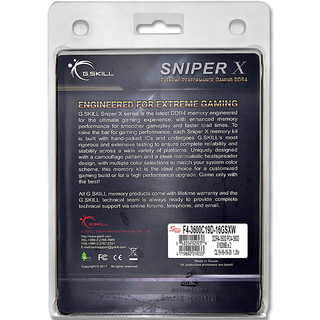 G.SKILL 芝奇 Sniper X 狙击者系列 DDR4 3600MHz 台式机内存 马甲条