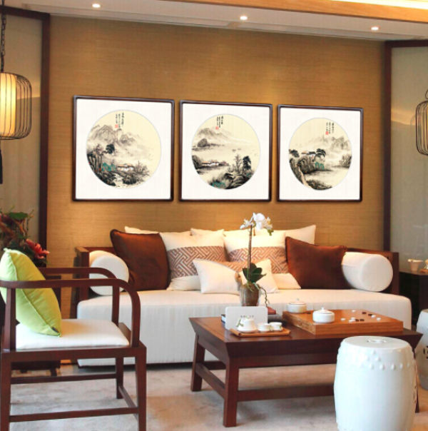 新中式禅意客厅装饰画536536cm沙发背景墙字画玄关过道走廊挂画壁画