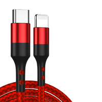 DINEINLY 电引力 Type-C转Lightning 5A 数据线 尼龙编织 1m 烈焰红