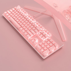 前行者有线机械键盘粉色女生可爱电竞游戏复古少女心办公学生打字电脑