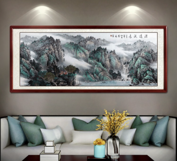 尚得堂 墨翁《源远流长》218×88cm 纯手绘国画 山水画客厅装饰画