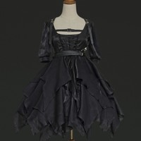 Neverland 星芙颂 lolita 束缚之境 哥特纯色 中袖OP连衣裙+皮带