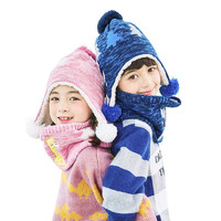 kocotree kk树 儿童帽子围巾手套男童女童秋冬季宝宝护耳毛线帽毛球
